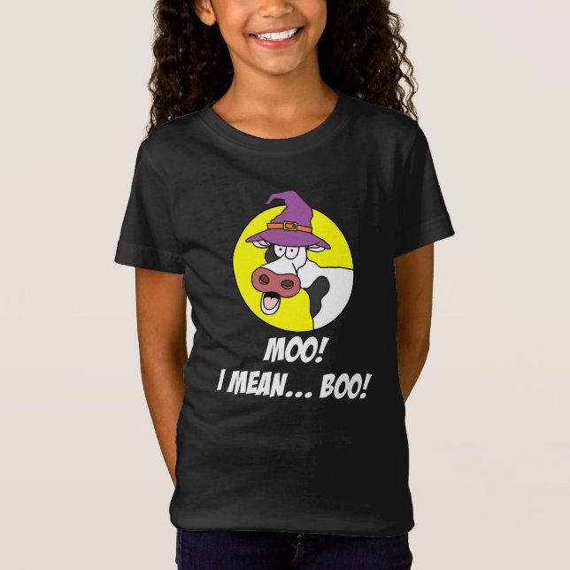Moo I Gemein Boo Halloween Kuh Hexe T-Shirt (Vorderseite)