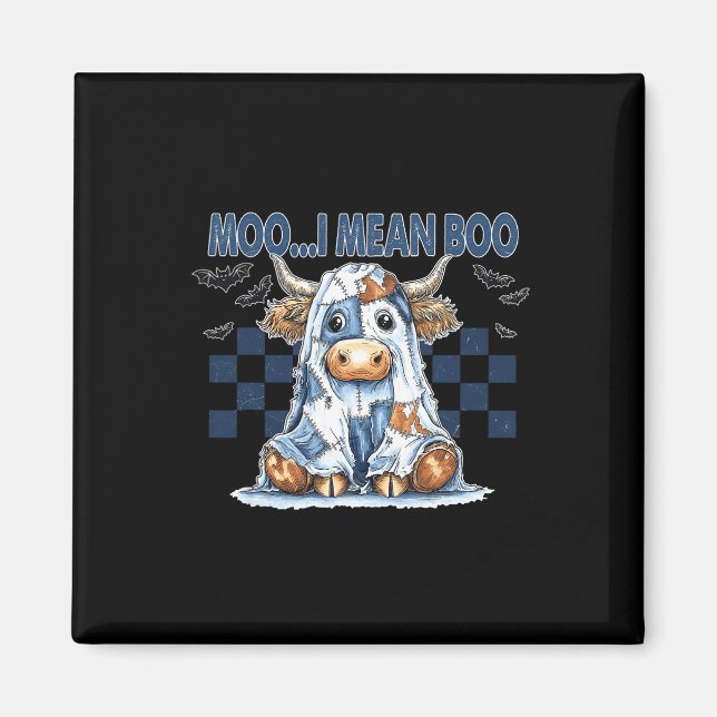 Moo I Gemein Boo Spooky Cow Halloween Patchwork Sp Magnet (Vorne)