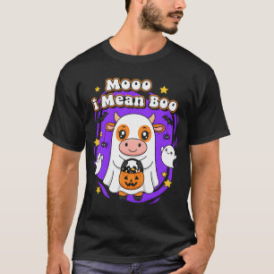 Moo I Gemein Boo Witch Scottish Highland Cow Hallo T-Shirt