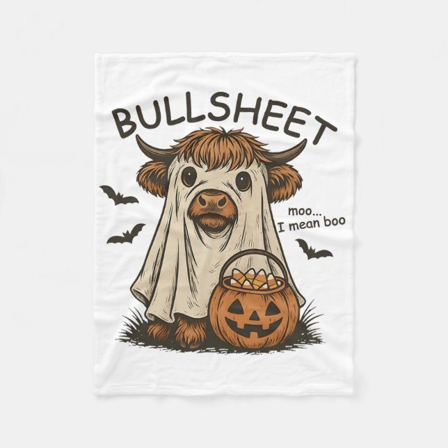 Moo... Ich Gemein Boo Bullsheet Cow Ghost Hallowee Fleecedecke (Vorderseite)