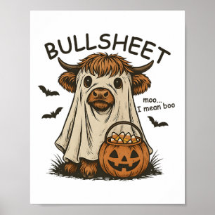 Moo... Ich Gemein Boo Bullsheet Cow Ghost Hallowee Poster