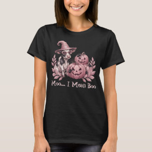 Moo ich meine Boo Hexe Kuh rosa Kürbisse T-Shirt