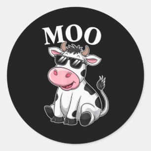 Moo Kuh - Lustige Bauernhofkuh Für Männer Frauen K Runder Aufkleber