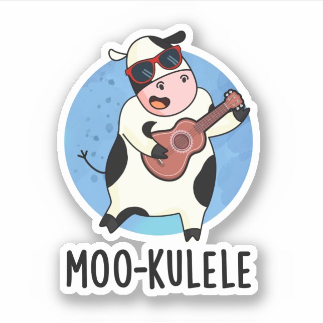 Moo-kulele Funny Ukulele Kuh Pub Aufkleber (Vorderseite)