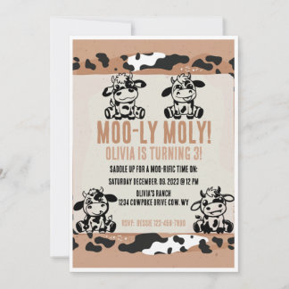 Moo-ly Moly Funny Dairy Cow Calf Einladung
