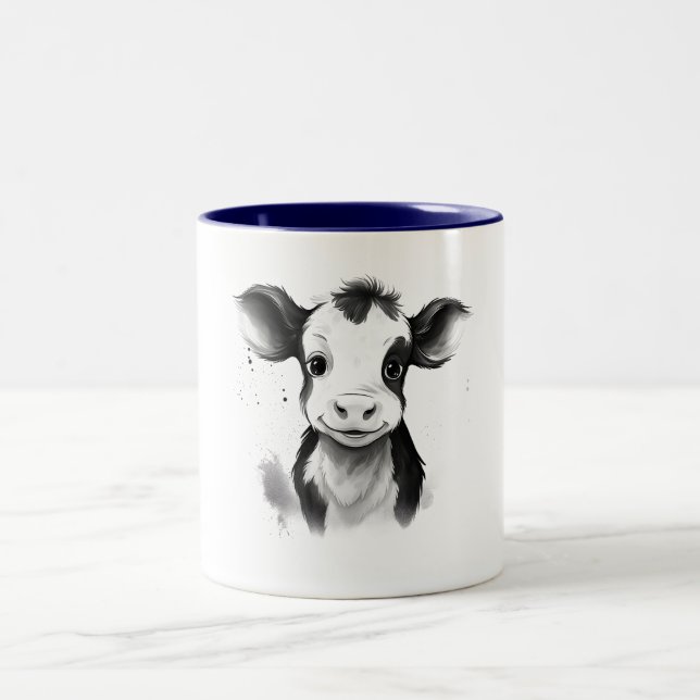☕🐄 "Moo-ment der Ruhe" Kuh-Tasse 🐄☕ Zweifarbige Tasse (Mittel)