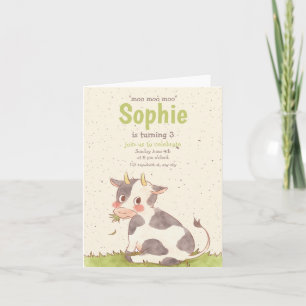Moo Moo Moo Grüne Süße Kuh Minimalistischer Geburt Einladung