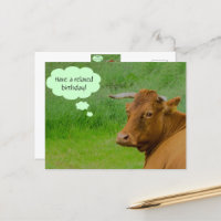 Moo! Niedliche Kuh wünscht eine entspannte Geburts