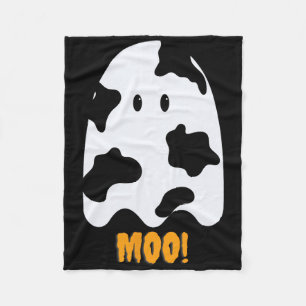 Moo! Niedlicher Spaß Kuh Print Ghost Halloween T-S Fleecedecke