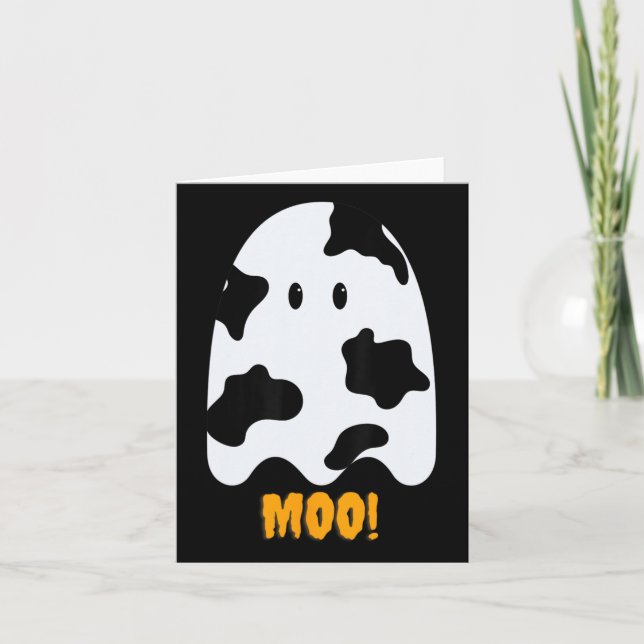 Moo! Niedlicher Spaß Kuh Print Ghost Halloween T-S Karte (Vorderseite)