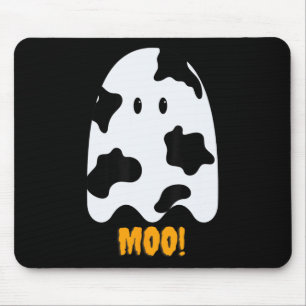Moo! Niedlicher Spaß Kuh Print Ghost Halloween T-S Mousepad