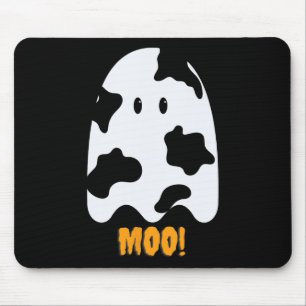 Moo! Niedlicher Spaß Kuh Print Ghost Halloween T-S Mousepad