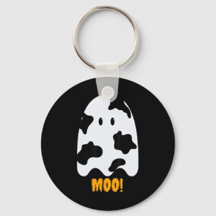 Moo! Niedlicher Spaß Kuh Print Ghost Halloween T-S Schlüsselanhänger