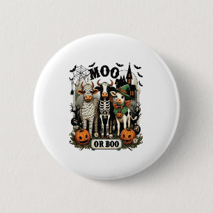 Moo oder Boo Halloween Cow Button