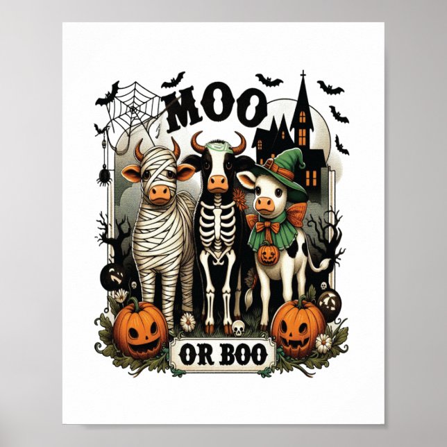 Moo oder Boo Halloween Cow Poster (Vorne)