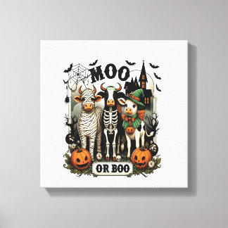 Moo oder Boo Halloween-Kuh Leinwanddruck