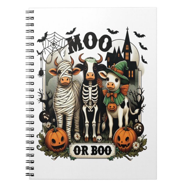 Moo or Boo Halloween Cow Notizblock (Vorderseite)