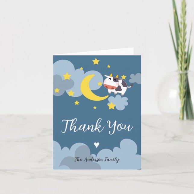 Moo Over the Moon Baby Shower Einladung (Vorderseite)