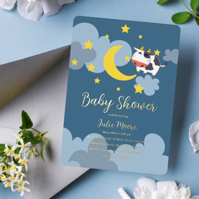 Moo Over the Moon Baby Shower Einladung (Von Creator hochgeladen)