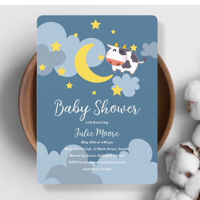 Moo Over the Moon Baby Shower Einladung (Von Creator hochgeladen)