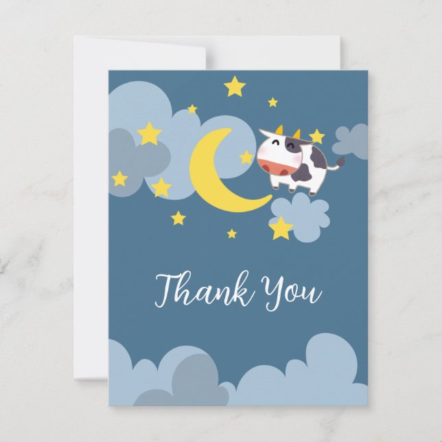 Moo Over the Moon Baby Shower Einladung (Vorderseite)