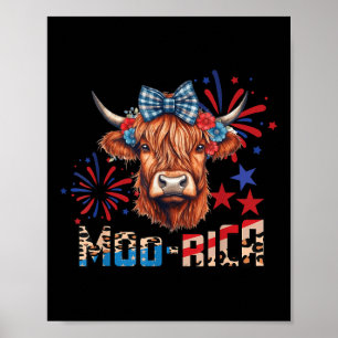 Moo-rica Highland Cow 4. Juli Gedenktag Poster