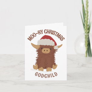 Moo-ry Weihnachten niedlich-Shaggy Highland Kuh Go Karte