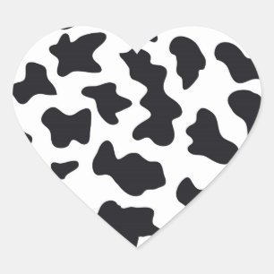 MOO Schwarz-Weiß-Milchkuh Muster Druckgeschenke Herz-Aufkleber
