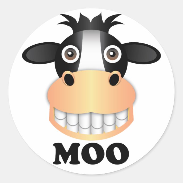 Moo - Sticker rond classique,  brillant (Devant)
