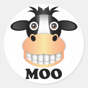 Moo - Sticker rond classique, brillant