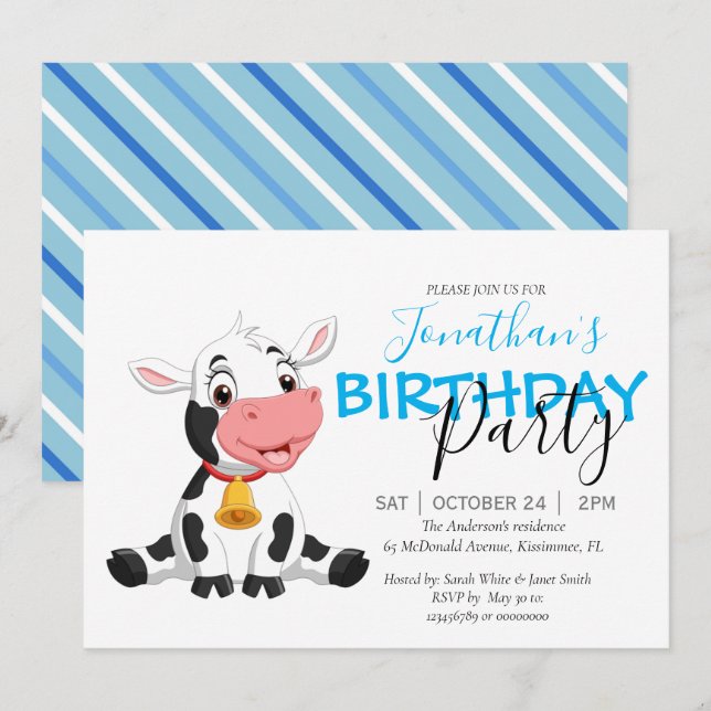 Moo-velous Anniversaire Célébration Invitation (Devant / Derrière)