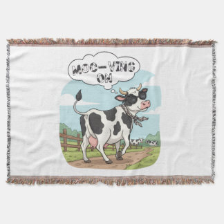 "Moo-ving On" Cow - Funny & Stylish Farm Humor! Decke