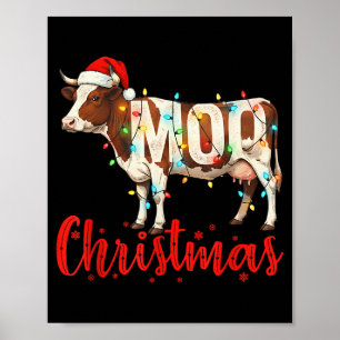 Moo Weihnachten Lustige Kuhliebhaber Rinder Bauer Poster