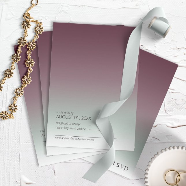 Mood Gradient Wedding Burgundy Mist ID741 RSVP Karte (Von Creator hochgeladen)