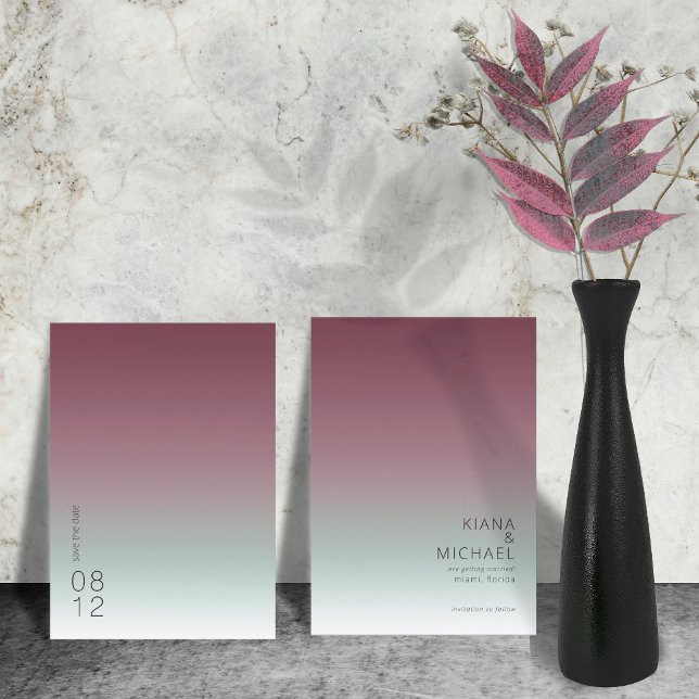 Mood Gradient Wedding Burgundy Mist ID741 Save The Date (Von Creator hochgeladen)