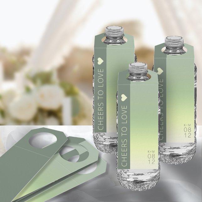 Mood Gradient Wedding Cheers Spring Meadow ID741 Flaschenanhänger (Front/Back In Situ)