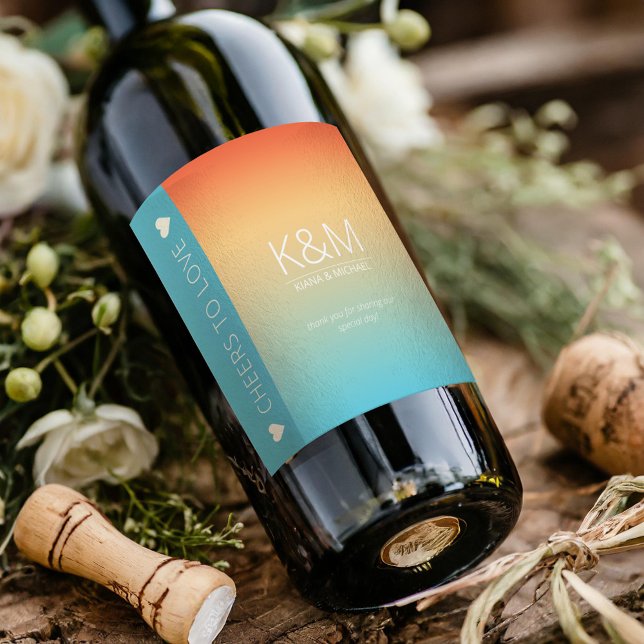 Mood Gradient Wedding Cheers Tropical Sky ID741 Weinetikett (Von Creator hochgeladen)