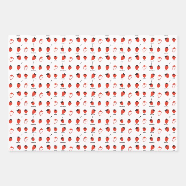 Mood Strawberry Seamless Pattern Wrapping Paper Geschenkpapier Set (Vorderseite)