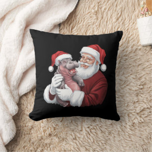 Moodeng Christmas Funny Vintager Weihnachtsmann Kissen