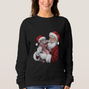 Moodeng Christmas Funny Vintager Weihnachtsmann Sweatshirt