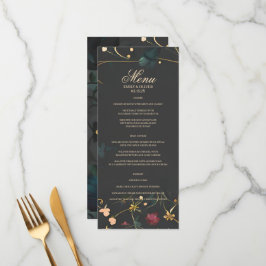 Moody Abstrakt Floral Boho Handfasting Menükarte