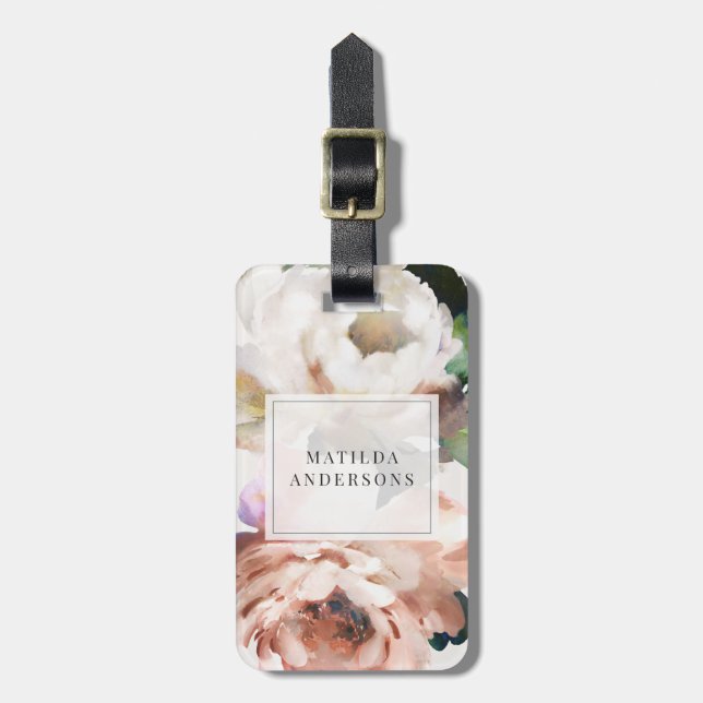 Moody-Acryl-Blumenperle elegant personalisiert Gepäckanhänger (Vorderseite vertikal)