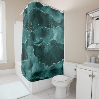 Moody Agate | Aquamarin Green Malachite Rich Jewel Duschvorhang
