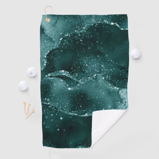 Moody Agate | Aquamarin Green Malachite Rich Jewel Golfhandtuch (Insitu)