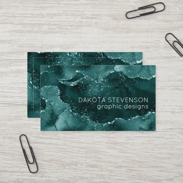 Moody Agate | Aquamarin Green Malachite Rich Jewel Visitenkarte (Vorderseite/Rückseite Beispiel)