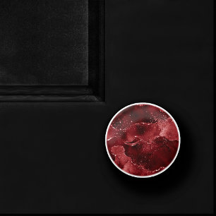 Moody Agate   Henna Blood Red Garnet Jewel Tone Keramikknauf