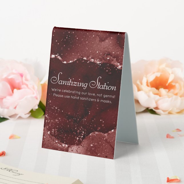 Moody Agate | Henna Blood Red Sanitize Tischaufsteller (In Situ (Hochzeit))