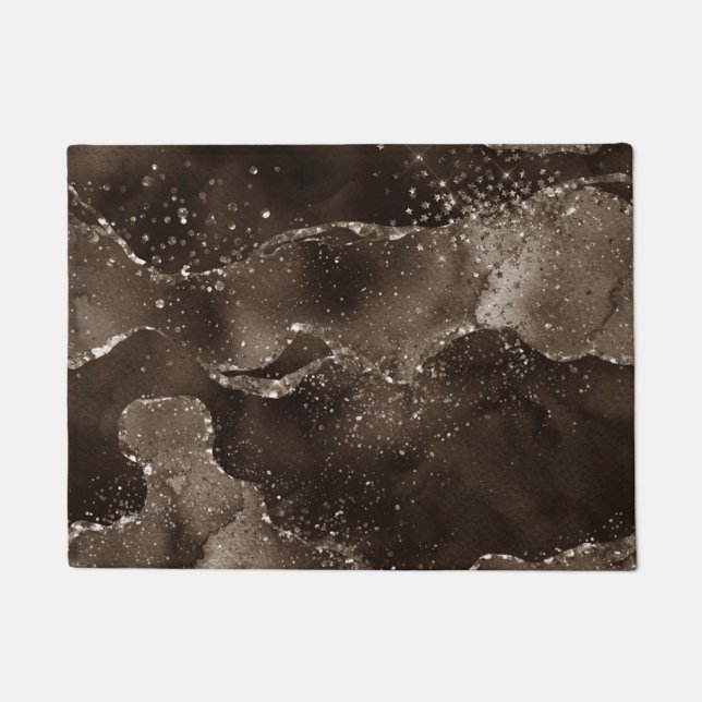 Moody Agate | Kaffee Brown Golden Bronze Taupe Fußmatte (Vorderseite)