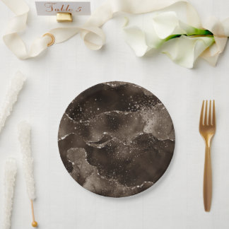 Moody Agate | Kaffee Brown Golden Bronze Taupe Pappteller