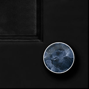 Moody Agate Navy Denim Steel Blue Imitats Glitze Keramikknauf